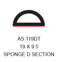 AMBASSADOR EPDM SPONGE D SECTION SELF ADHESIVE 19 X 9.5 